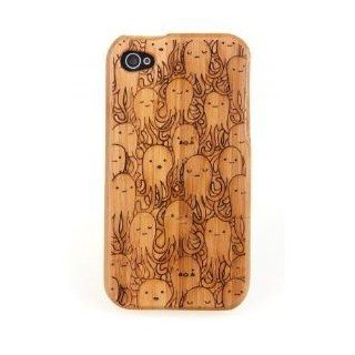 Octopus Real Natural Wood Bamboo Wooden Skin Cover Case for iphone 4 4S: Cell Phones & Accessories