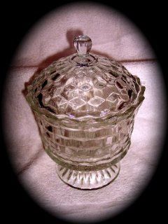 Homco Glass Fostoria American Style Cube Footed Candy Dish & Lid Crystal : Everything Else