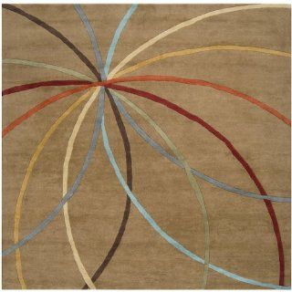 6' x 6' Plasma Elektra Contemporary Multi Colored and Tan Wool Area Throw Rug   Hand Tufted Rugs