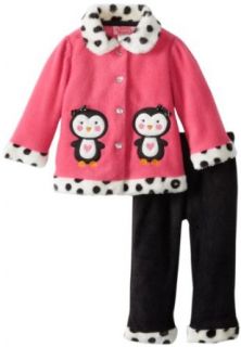 Young Hearts Baby Girls Infant 2 Piece Polka Dot Bird Jacket And Pant: Clothing