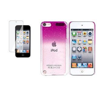 CommonByte Clear Hot Pink Waterdrop Case+Reusable LCD Protector For iPod Touch 5 5G 5th Gen : MP3 Players & Accessories