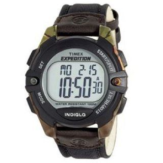 Timex H7Y863 Mens Black/Camouflage Digital Expedition Sport Watch with Black Nylon and Genuine Leather Strap: Timex: Watches