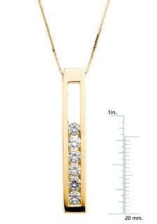 14 Karat Yellow Gold Moissanite Slide Pendant Necklace: Diamond Designs: Jewelry