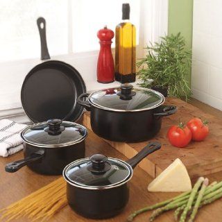 Gibson Home 83681.07 Cuisine Select Chef Du Jour 7 Piece Cookware Set, Black: Kitchen & Dining
