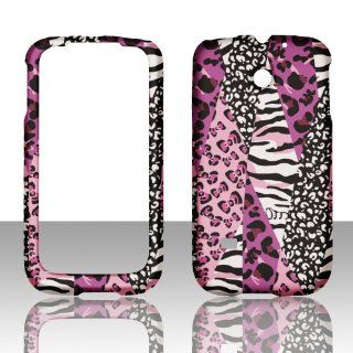 2D Pink Safari Huawei Ascend II 2 M865 / Prism Cricket, U.S. Cellular, T Mobile Hard Case Snap on Rubberized Touch Case Cover Faceplates: Cell Phones & Accessories