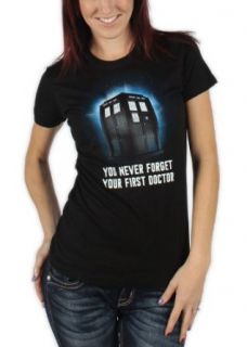 Dr. Who   First Doctor Womens T Shirt in Black: Novelty T Shirts: Clothing