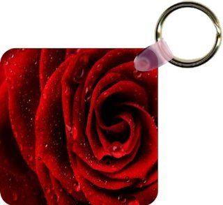 Rikki KnightTM Red Rose Close up Key Chains (Set of 2): Automotive