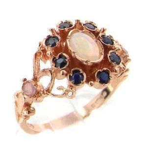 14K Rose Gold Womens Victorian Style Opal & Sapphire Ring   Finger Sizes 5 to 12 Available Jewelry