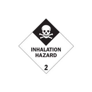 Tape Logic DL5112 Pressure Sensitive Label, Legend "INHALATION HAZARD 2" with Graphic, 4" Length x 4" Width, Black and White (Roll of 500): Industrial & Scientific