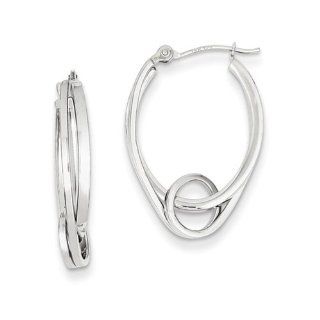 Double Oval Hoops with a Loop in 14K White Gold: Hoop Earrings: Jewelry