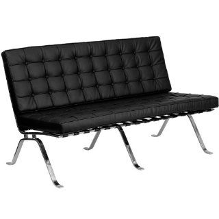 Flash Furniture HERCULES Flash Series Black Leather Love Seat with Curved Legs : Office Environment Sofas : Office Products