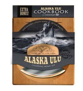 Alaskan Ulu Bowl and Knife with Instrutional DVD & Cookbook   Bald Eagle Etched Art: Kitchen & Dining