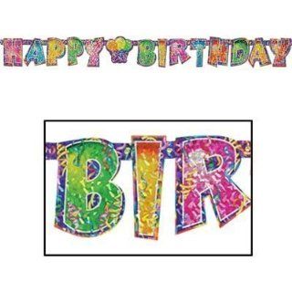 Beistle   50357   Prismatic Happy Birthday Streamer  Pack of 12 : Party Streamers : Beauty