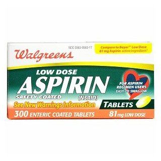 Walgreens Low Dose 81 mg Aspirin Safety Coated Tablets, 300 ea: Health & Personal Care
