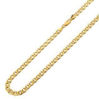14K Yellow and White 2 Tone Gold 5.1mm Concave Mariner High Polish Finished Chain Bracelet with Lobster Claw Clasp   7.5" Inches: Link Bracelets: Jewelry
