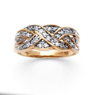 PalmBeach Jewelry 1/4 TCW Round Diamond 10k Yellow Gold Braid Ring: Jewelry