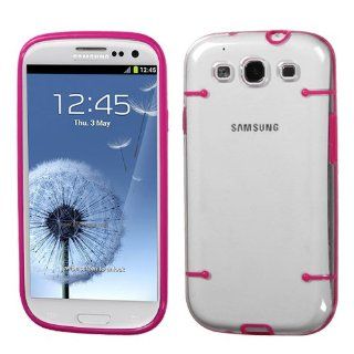 SAM Galaxy S III (i747/L710/T999/i535/R530/i9300) Transparent Clear/Solid Hot Pink Tentacles Gummy Cover: Cell Phones & Accessories