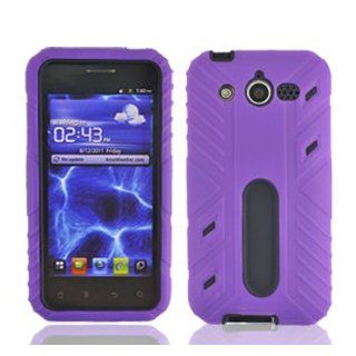Huawei Mercury M886 M 886 / Glory Fusion Hybrid 2 in 1 Fishbone like Solid Purple Silicone Skin Gel on Black Hard Snap On Protective Cover Case Cell Phone: Cell Phones & Accessories