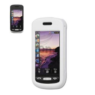 New Fashionable Perfect Fit Rubberized Protector Skin Cover Cell Phone Case (Hard) with Clip for Samsung Solstice SGH A887 AT&T   WHITE Cell Phones & Accessories