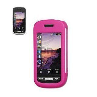 Fashionable Perfect Fit Rubberized Protector Skin Cover Cell Phone Case (Hard) with Clip for Samsung Solstice SGH A887 AT&T   HOT PINK Cell Phones & Accessories