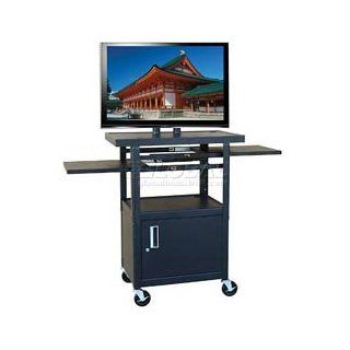 Buhl Flat Screen Monitor Cart With Cabinet And 26" To 42" Height Adjustment : Audio Video Equipment Carts : Office Products