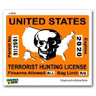 Terrorist Hunting License Permit Orange   911   Window Bumper Locker Sticker: Automotive