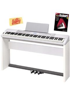 Casio Privia PX 350 88 Key Digital Piano Bundle with Casio CS 67 Furniture Style Stand, Casio SP 33 3 Pedal System, Hal Leonard Instructional Book, and Austin Bazaar Polishing Cloth   White: Musical Instruments