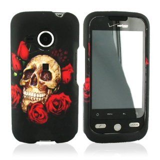 For HTC Droid Eris Rubberize Hard Case Skin Roses Skull: Cell Phones & Accessories