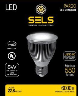 SELS, PAR 20 LED flood light bulb, dimmable, UL Certified, Energy Star, Spotlight, High Performance Cree Led, 8 Watts, 550lm, 50 60w Halogen or Spotlight bulb replacement, E27 Base, Daylight, Milky Cover, Ac 110 240, Dimmable.   Halogen Bulbs  
