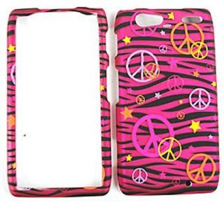 CELL PHONE CASE COVER FOR MOTOROLA DROID RAZR MAXX XT913 TRANS PEACE SIGNS ON PINK ZEBRA: Cell Phones & Accessories