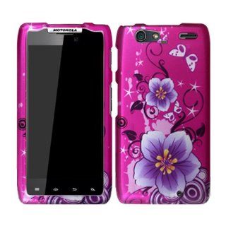 Purple Hot Pink Hibiscus Flower Hard Case Cover For Motorola Droid Razr Maxx 912M 913 916 Razor Max with Free Pouch: Cell Phones & Accessories