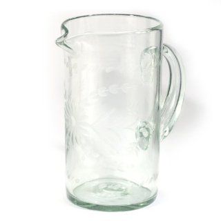 Rose Ann Hall Etched Mexican Pitcher   Clear: Kitchen & Dining