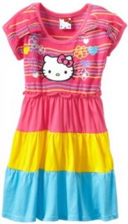 Hello Kitty Girls 2 6X Printed Short Sleeve Dress, Cerise, 2T Clothing
