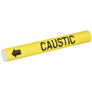 Brady 4020 B Bradysnap On Pipe Marker, B 915, Black On Yellow Coiled Printed Plastic Sheet, Legend "Caustic": Industrial Pipe Markers: Industrial & Scientific