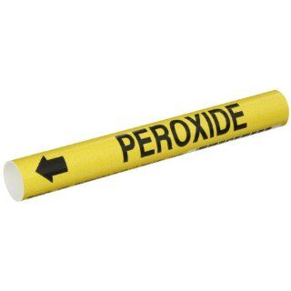 Brady 4249 B Bradysnap On Pipe Marker, B 915, Black On Yellow Coiled Printed Plastic Sheet, Legend "Peroxide": Industrial Pipe Markers: Industrial & Scientific