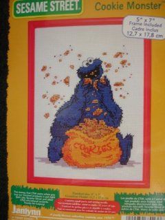 Sesame Street's "Cookie Monster" Counted Cross Stitch Kit + Frame