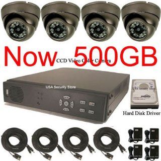 USA Security Store     4 Sharp CCD Day/Night Vision Color Cameras with 4 CH Security Surveillance DVR System Built in 500GB HDD, Included 4x65FT video cables and Power Supplies KIT : Complete Surveillance Systems : Camera & Photo