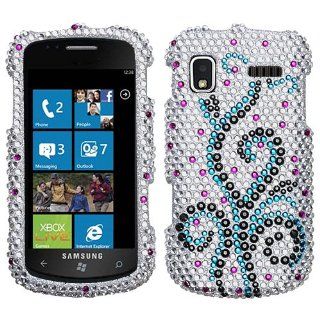 Silver Blue Black Frosty Full Diamond Bling Snap on Design Hard Case Faceplate for Samsung Focus I917 Cell Phones & Accessories
