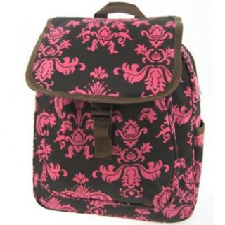 Pink Brown Damask Junior Backpack Purse Bag: Clothing