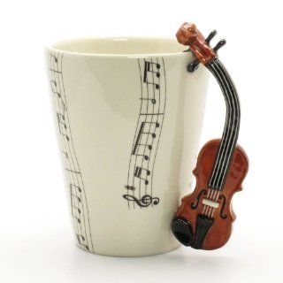 Violin Mug 00002 Musical Ceramic 3D Cup Handmade Music Lover Gifts Original Handcrafted Home Decor Coffee Cup Sculpt and Paint : Other Products : Everything Else