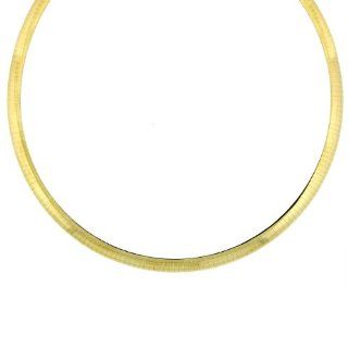 6mm Italian (18K Gold Plated) .925 Sterling Silver FLAT DOME Omega Chain Necklace Nickel Free 16in, 18in (.925 Italian Sterling Silver, 18 Inches): Jewelry