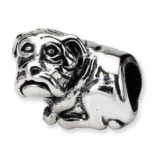 Reflection Beads   925 Sterling Silver Dog Bead: Bead Charms: Jewelry