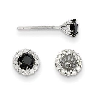 925 Silver Black & White Diamond Earring: Jewelry