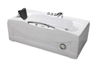 Bathtub Whirlpool Jetted SPA Hot Tub 19 Massage Air/Jets Shower Wand In line Heater Thermostatic Faucet FM Radio Ozonator Model SD 001A White   Right Corner Fitting Only   66" L    