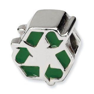 Reflection Beads   925 Sterling Silver Enameled Recycle Symbol Bead: Bead Charms: Jewelry