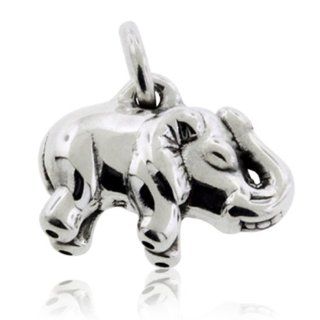 .925 Sterling Silver Elephant Pendant Charm: Jewelry