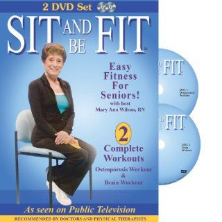 Sit and Be Fit Osteoporosis and Brain Chair Exercise Workout for Seniors. 2 DVD Set, Stretching, Aerobics, Strength, Balance, flexibility, muscle and bone strength, circulation, heart health, and stability, Developed By Mary Ann Wilson, RN Mary Ann Wilso