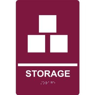 ADA Storage With Symbol Braille Sign RRE 905 WHTonBRG Wayfinding : Office Products : Office Products