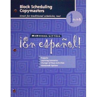 En Espanol Block Scheduling Copymasters 1 Uno: 9780395953228: Books