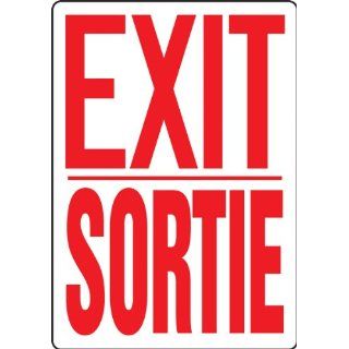 Accuform Signs FBMEXT906VA Aluminum French Bilingual Sign, Legend "EXIT/SORTIE", 10" Width x 14" Length x 0.040" Thickness, Red on White: Industrial Warning Signs: Industrial & Scientific